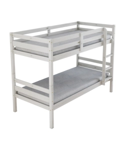 LETTO A CASTELLO "LIONE" IN PINO MASSELLO BIANCO 90X190X150 CM
